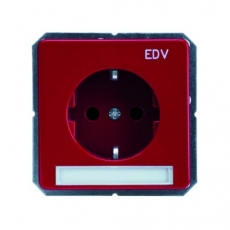Steckdosen-Einsatz mit Schriftfeld und Aufdruck EDV rot Schneider ELSO